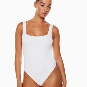 Babaton White Scoop Neck Bodysuit